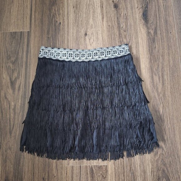 💙 Spirit 20's Inspired Fringe Flapper Mini Skirt Elastic Waist Size M/L - Picture 7 of 7